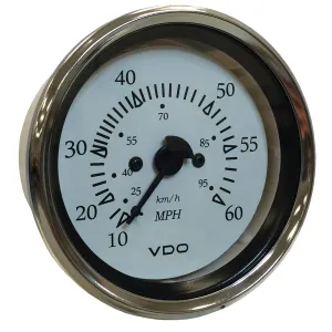 VDO Cockpit Marine 85MM (3-3/8") Pitot Speedometer - 0 to 60 MPH - White Dial/Chrome Bezel [260-15270]