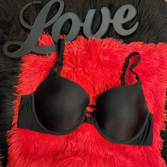 VS Black Demi Bra With Knotted Strappy Back &amp; Front Closure Underwire Bra 36D
