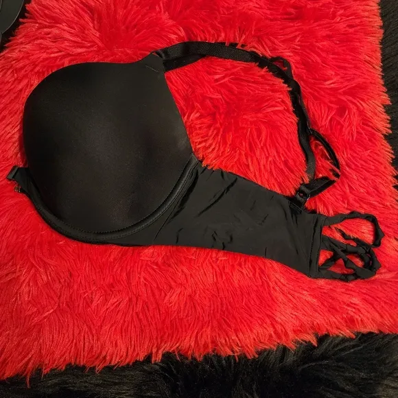 VS Black Demi Bra With Knotted Strappy Back &amp; Front Closure Underwire Bra 36D