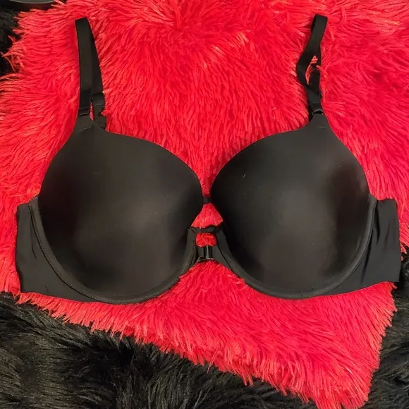 VS Black Demi Bra With Knotted Strappy Back &amp; Front Closure Underwire Bra 36D
