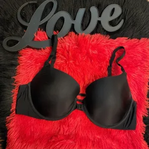 VS Black Demi Bra With Knotted Strappy Back &amp; Front Closure Underwire Bra 36D