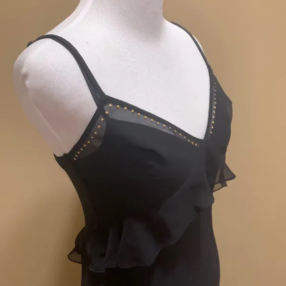 VS Black Studded Ruffle Lingerie Midi Gown