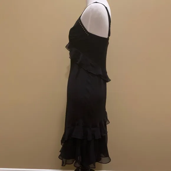 VS Black Studded Ruffle Lingerie Midi Gown