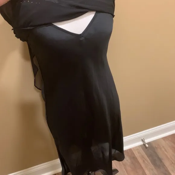 VS Black Studded Ruffle Lingerie Midi Gown