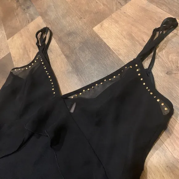 VS Black Studded Ruffle Lingerie Midi Gown