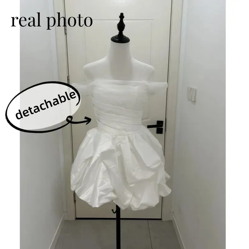 Wedding Guest Dresses: Short Wedding Dresses Classic Elegant Boat Neck Simple
