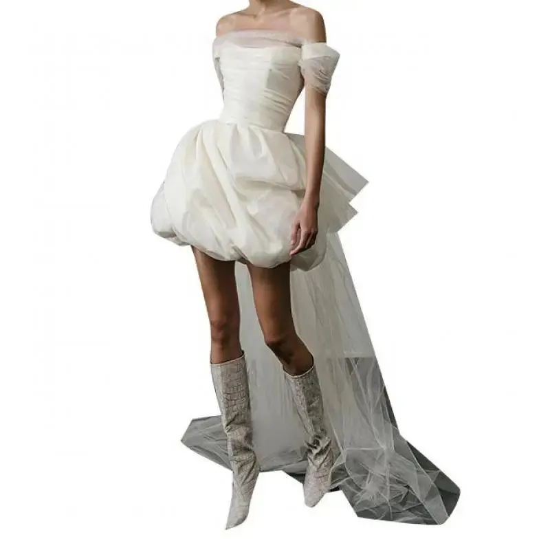 Wedding Guest Dresses: Short Wedding Dresses Classic Elegant Boat Neck Simple