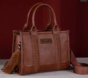WG102-8120S Wrangler Croc Print Concealed Carry Tote/Crossbody - Cognac