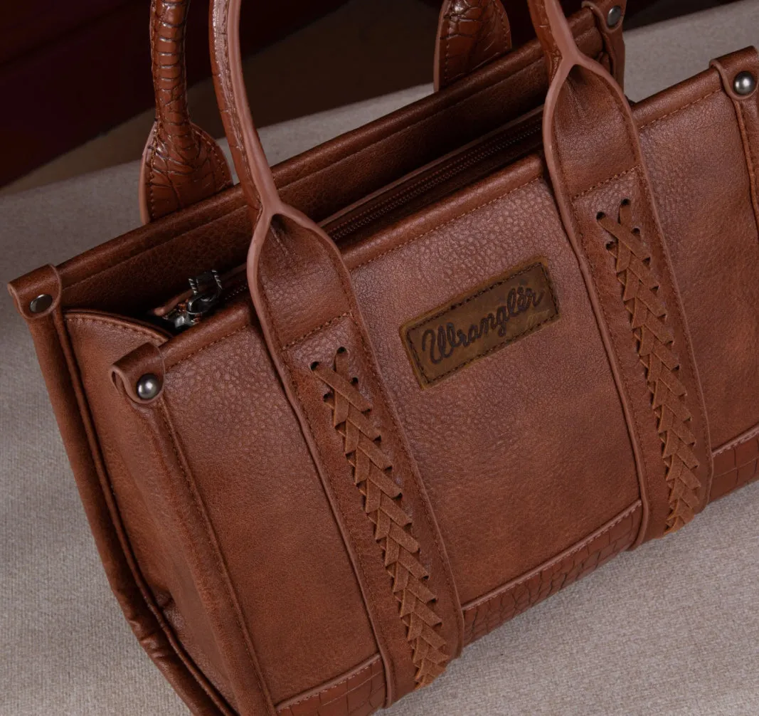 WG102-8120S Wrangler Croc Print Concealed Carry Tote/Crossbody - Cognac