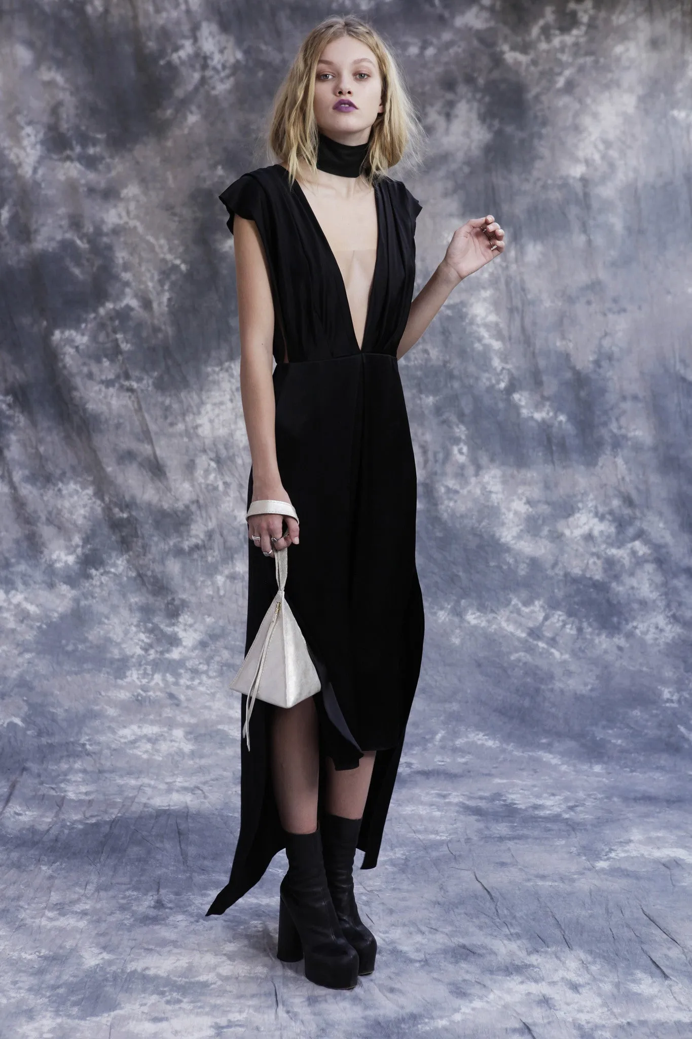 Wide Leather Scarf Tie Choker
