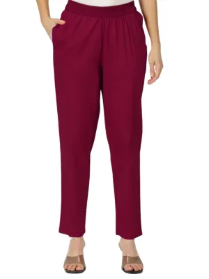 Wine Rayon Straight Fit Slip-on Trouser