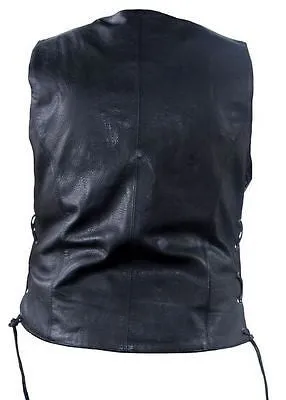 WOMEN'S MOTORCYCLE RIDERS ZIPPER STUDDED VEST W/2 GUN POCKETS W/SIDE LACES