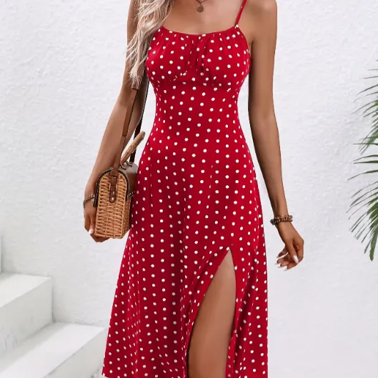 Women's - Summer Polka Dot Dress - Lightweight & Breezy - Perfect for Warm Weather Style