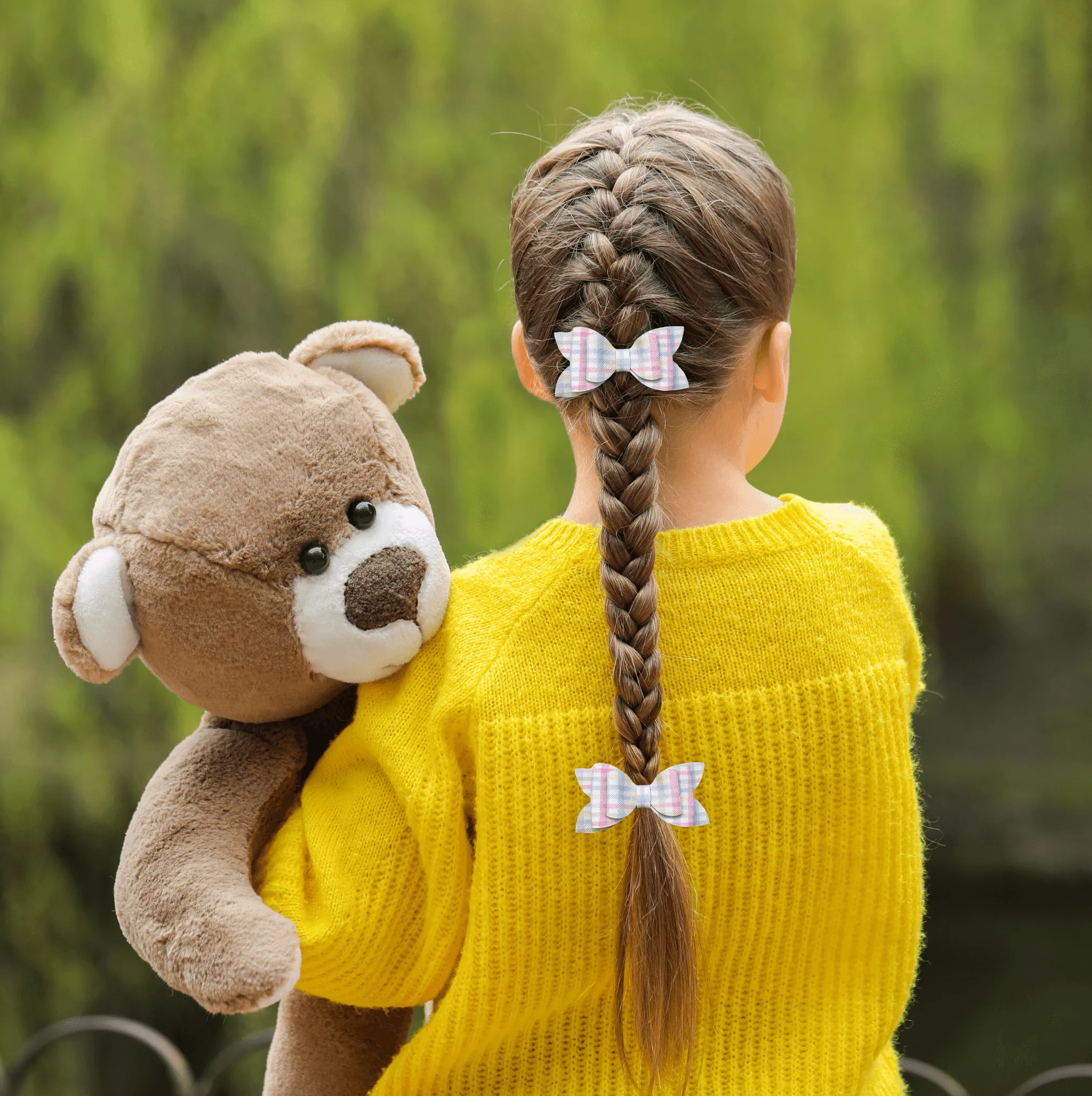 Yellow Plaid Hair Bow